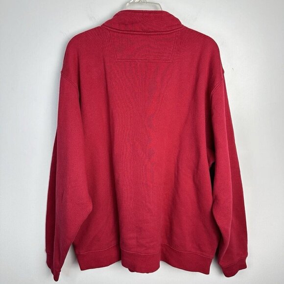 LL Bean Sweatshirt Men's XL‎ Regular Red Mock Neck Quarter Zip Long Sleeve - Picture 6 of 8